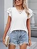 Famulily Short Sleeve T Shirts for Women Criss Cross V Neck Blouses Long Tops to Wear with Leggings White XXL #1