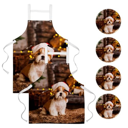 Tablier pour cuisine et travail de bar lot de 2 avec 4 broches décoratives amovibles