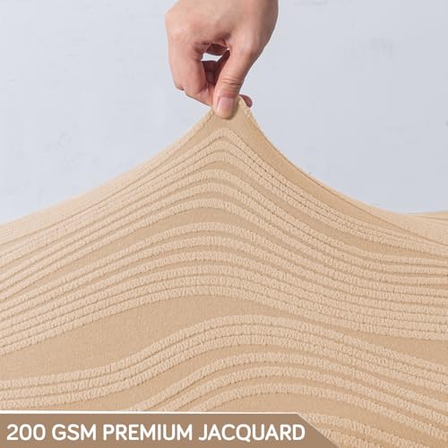 Image of HOKIPO Premium Knitting Jacquard 200 GSM Stretchable Footstool Cover, 'Nestiva Series' Blush Beige (AR-6236-BGE)