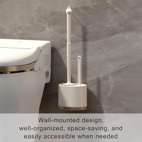 Image of HomeCloud Wall Mounted Silicone Toilet Brush | Soft Bristle Bathroom Cleaning Brush with Holder | Modern Japanese Design | Quick-Drying & Hygienic (White)