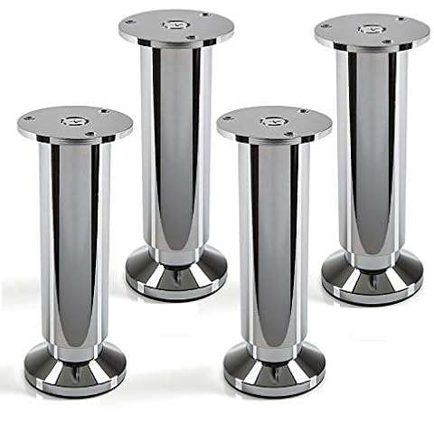 Set of 4 SO-TECH® Furniture Legs"Alpha" Adjustable Height Chrome Polished Loading Capacity up to 250 kg Height 150 mm Cover