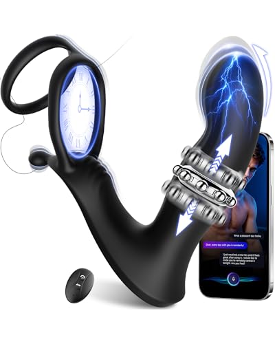 Prostate-Massager-Anal-Vibrator-BEISAR-Anal-Toys-Butt-Plug-Sliding-Ring-Male-Sex-Toys-for-Men-Sex-Toy-Anal-Plug-Cock-Ring-Adult-Toy-with-9-Thrusting-Vibrating-New-APP-Remote-Control-Strap-On-Dildos