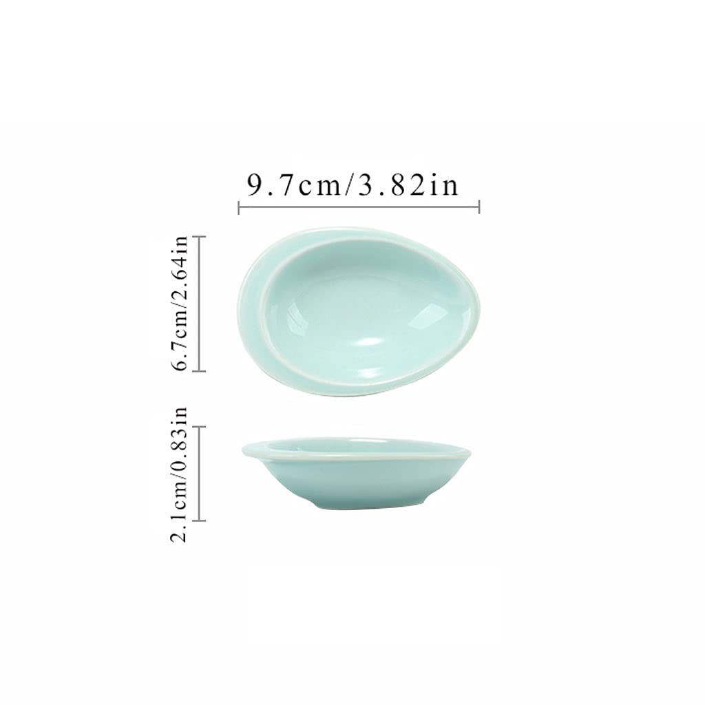 HEXEH Salatteller 3,82 Zoll Sojasauce Teller Keramik Teardrop Mini Vorspeisenplatten Tauchschalen Snack Dessert Geschirr Sushi Ketchup Würzen Gerichte (6 stücke) Plastikteller