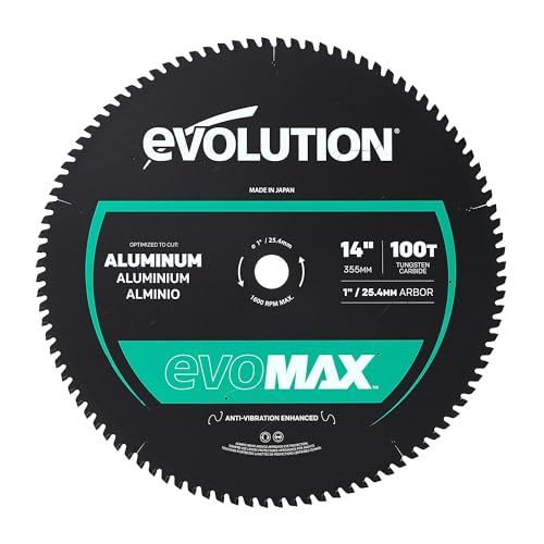Evolution EVOMAX14AL | 14" 100T Aluminum TCT Blade | Compatible with S14CPS, S15CPS, S355MCS, S355CPSL, S380CPS, EVOSAW380 | Precision Cutting &amp; Extended Blade Life | Professional Grade for Aluminum