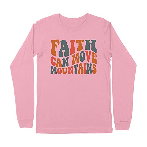 Retro Wavy Faith Can Move Mountains Kids Long Sleeve T-Shirt Youth