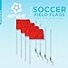 Get Out! Soccer Corner Flags Set of 4-60 Inch Training Agility Poles - Large 13 x 10 Inch Soccer Practice Flags - Spring Mounted Spike Anchored Corner Flag Poles for Outdoor Grass Fields