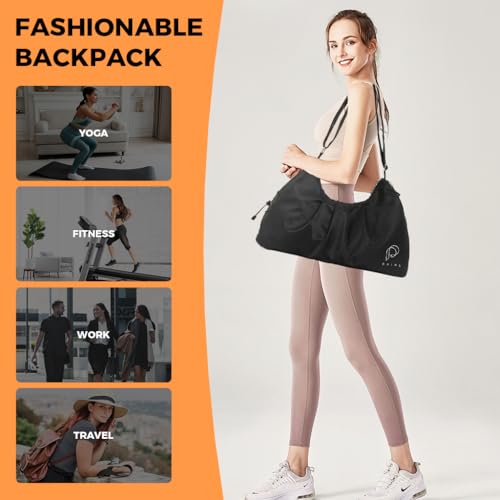 Image of PALAY Gym Duffle Bag with Shoe Compartment for Women, Lightweight, Black | Waterproof Nylon Fabric, Adjustable Strap, Personal Carry-on Size, Fits Under-seat, for Travel, Hospital, Overnight