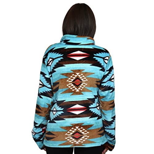 TrailCrest Aztec Women’s Velour 1/4 Zip Jacket, Ultra Soft Plush Coral Fleece with Velvety Feel, Aztec Ikat Trendy Prints2