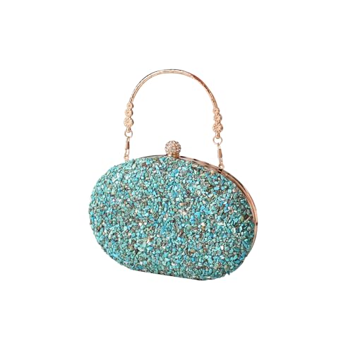 CORIOS Women Evening Bag Sequin Clutch Bag Bridal Wedding Purse Ladies Handbag With Detachable Chain Elegant Shoulder Bag Sparkly Weeding Prom Cocktail Banquet Party Crossbody Bag Blue Green