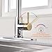KEER Waterfall Kitchen Faucet with Pull Down Shower, Single Handle and 360° Swivel Stainless Steel Single Hole Kitchen Sink Faucet,Chrome and Gold