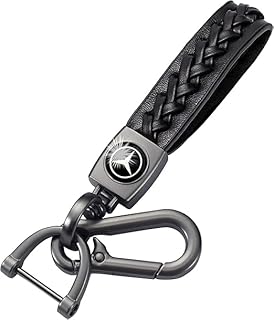 سلسلة مفاتيح بشعار سيارة من الجلد الطبيعي لسيارة ام بنز، سلسلة مفاتيح معدنية، اكسسوارات تزيين مع شعار هدية للنساء والرجال (اسود) (M-Benz)