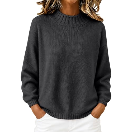 Roll Neck Sweaters for Women Cashmere Long Sleeve Tops Fall Winter Black S - image 5