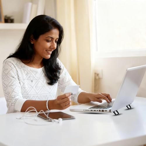 Image of 2PCS Portable Mini Laptop Stand - Adjustable Alloy Keyboard Riser with Rubber Feet and Non-Slip Pads, Lightweight Holder for Desk (Black)