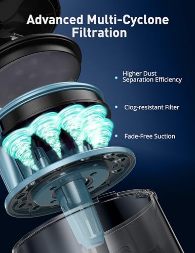 Image of Aspiron 1700W Canister Vacuum Cleaner, 45Kpa Bagless Vacuum Cleaner, Multi-Cyclonic Filtration, 2 Anti-Allergen HEPA Filters, 3.5QT Dust Cup, 4 Tools, No Hair Tangles for Hard Floor, Pet Hair, Aqua