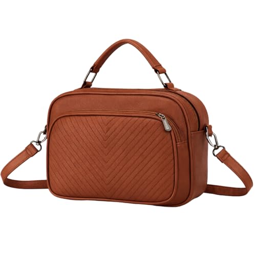 Bolsa Feminina Baú Transversal tamanho Médio em couro PU com Alça De Ombro removível Tiracolo (Marrom)