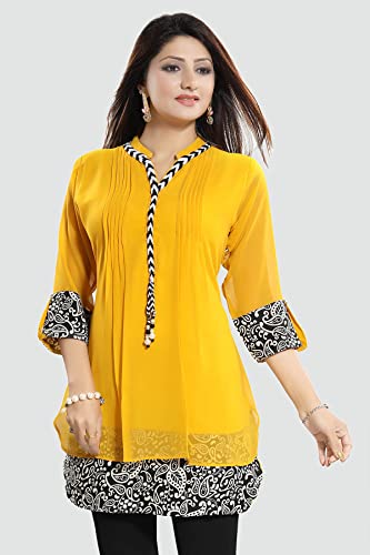 Image of Keshubaba Women's Short Tunics with Neckline Embroidery |Kurti Tops | Short Kurti | Short Kurti for Women | Short Kurti for Girls