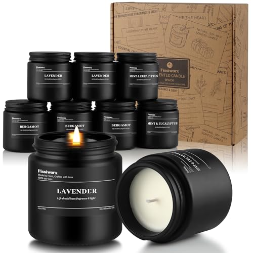 9 Pack Scented Candles Set Gifts for Men, Aromatherapy Candle Set with Scents （Lavender/Lemongrass &Eucalyptus/Bergamot）- Gift for Dad, Boyfriend, Birthday, Father’s Day, Anniversary