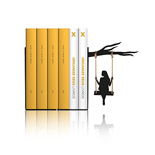 BEEK Porta Livros Organizador Bibliocanto (Preto e Amarelo) - Balanço na Árvore para Livros