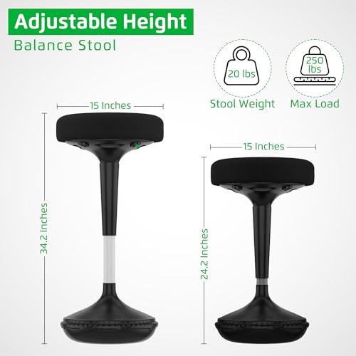 Image of Wobble Stool Standing Desk, Flexible Seating Adjustable Office Ergonomic Seating, Wobble Stools for Alternative Classroom Seating, Active ADHD Chair, Wiggle Chairs