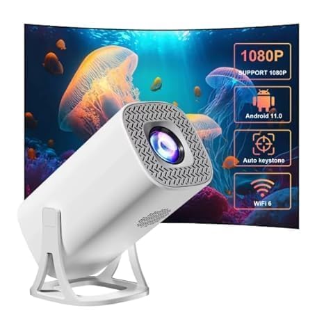 Image of 1080P 4K WiFi6 BT Home Theater Video Projector 180 Rotatable Stand Car Keystone Correction for Mobile Phone TV Stick | Smart Projector with Android 11 HD Projector