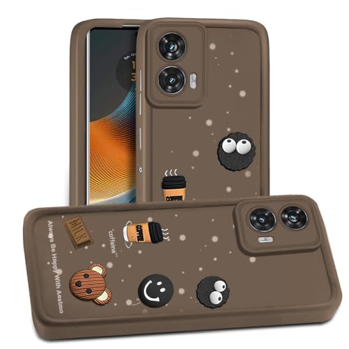 Image of AESTMO Back Case Cover for Moto Edge 50 Fusion 5G / G85 5G Cover | Cute Fun Cartoon 3D Ball | Coffee Silicone Case | Full Body Protection | Camera Protection Back Cover (Brown)