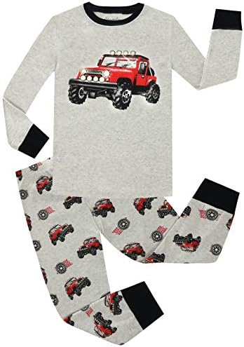 Christmas Boys Pajamas Set 2 Piece 100% Car Cotton Clothes Toddler PJS Kids Sleepwear Size 8