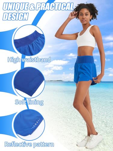 Monbessi Sporthose Damen Kurz mit Taschen Running Shorts High Waist Badeshorts Damen Sommer Tennishose für Yoga, Jogging, Training, Golf – Bild 5