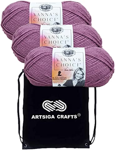 Image of Lion Brand Yarn Vanna'S Choice 860-147 Purple | 3 Skeins, Same Dye Lot, Project Bag, CYC #4 Worsted, 100% Acrylic, Ideal for Crochet, Knitting Blankets, Hats, Scarves