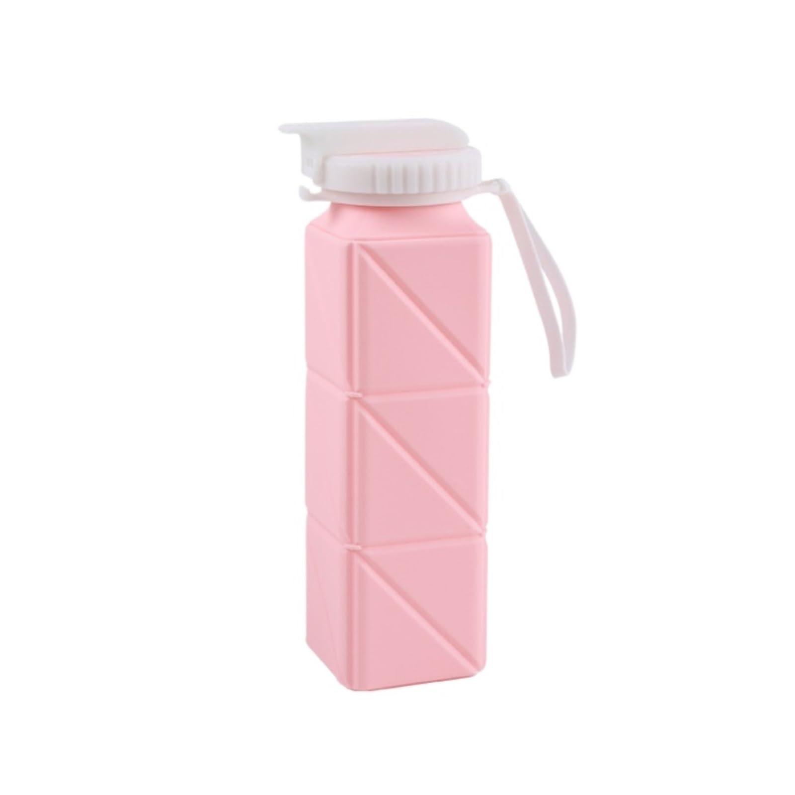 Trinkflasche, Silikon Faltbarer Tragbarer Wasserbecher, Einziehbarer Outdoor-Sport-Wasserflaschen-Strohbecher BPA-freie(Pink)