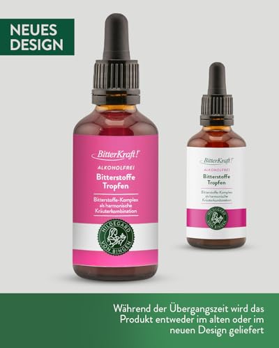 BitterKraft! Original BIO Bitterstoffe Tropfen alkoholfrei - 50 ml Pipette – Hildegard von Bingen – 9 erlesene Bitterkräuter - Verdauungsfördernd – hochdosiert- 100% Natur – Vegan – Made in Germany
