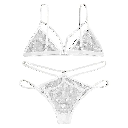Ensemble de lingerie érotique trois points avec bikini transparent sexy