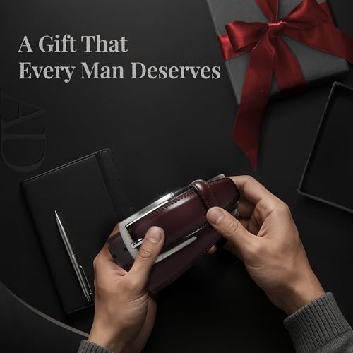 Image of Genuine Leather Dress Belts For Men - Mens Belt For Suits, Jeans, Uniform With Single Prong Buckle - Designed in the USA