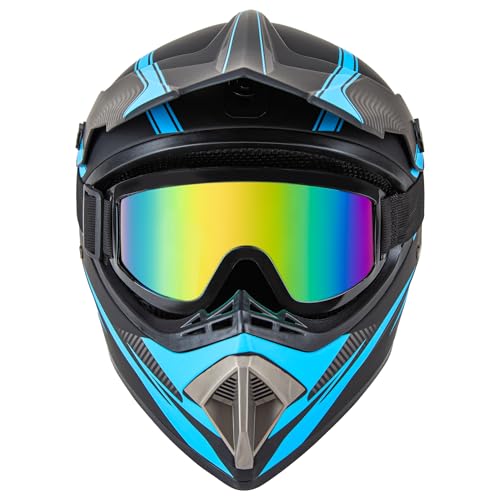 CARTMAN Adult Dirt Bike Helmets Motocross ATV Dirtbike Offroad Full Face Motorcycle Helmet, DOT Approved Matte Black and Blue - Image 3