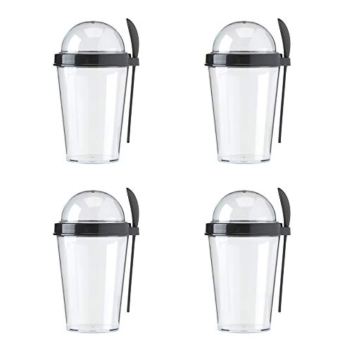 eBuyGB Yogurt - Recipiente para cereales, 600 milliliters, plástico, negro