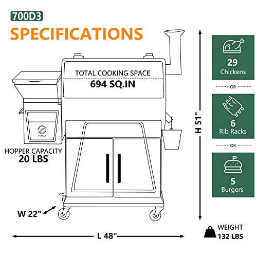 Z Grills Wood Pellet Grill Smoker With 2022 Pid Controller, 700 Cooking Area, Meat Probes, Cover For Outdoor Grill, Smoke, Bake, Roast, Braise,Sear,Char-Grill And Bbq, 700D3 #TOP6