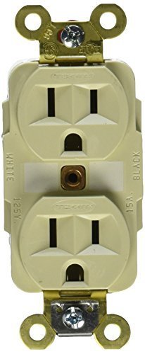 Hubbell HBL5262I Duplex Receptacle, HD Industrial Grade, 15 amp, 125V, 5-15R, Ivory (Pack of 10)