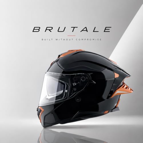 Image of Axor Brutale Corsa Helmet - Dual Spoiler | ECE 22.06, ISI & DOT Certified | Race-Ready Fit with D-Ring & UV-Protected Visor-Black Gold Orange, Size:M