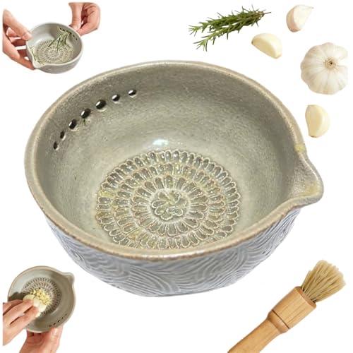 Handmade Stoneware Garlic Grater Bowl