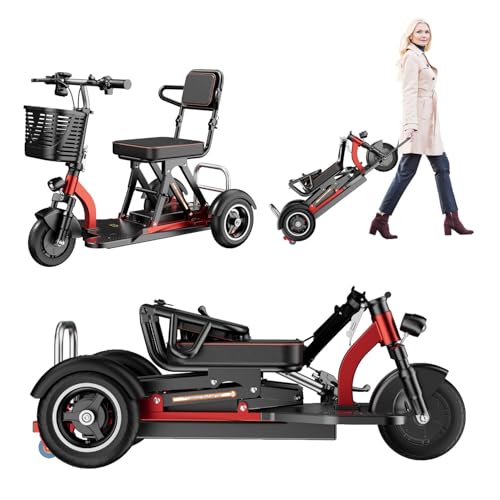 Mobility Scooters for Adults,Foldable Lightweight 3-Wheel Mobility Scooter - Up to 45km Battery Life - Comfortable Seat - Ideal for Elderly & Disabled