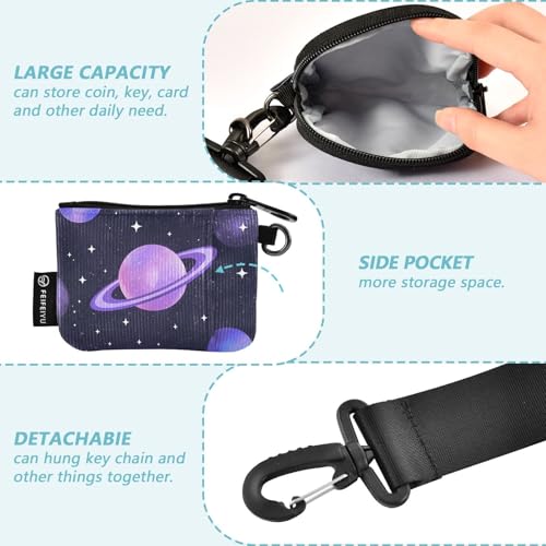Space Planet Colorful Dual Wristlet Wallets for Women Slim Detachable Money Organizers with Zipper Pocket for Woman 2 Pcs3