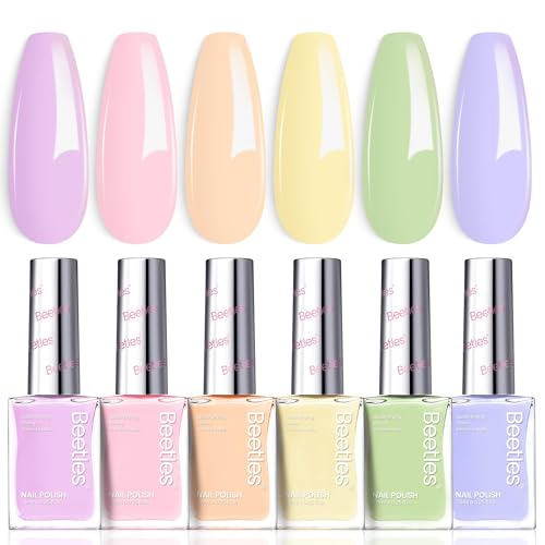 Beetles Pastel Nail Polish Set - Macaron Mood 6 Colors Nail Polish Quick Dry Set Nails Art Long Lasting Manicure Salon DIY Home Nails Gift for Her