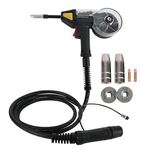 Image of JOJOCY 150A Spool Gun with 10FT Cable, Euro Connection MIG Welders Compatible with 0.023" to 0.035" Flux Core/Solid/Aluminum Wires 2 Nozzles 2 Conductive Nozzles 2 Wire Feed Wheels