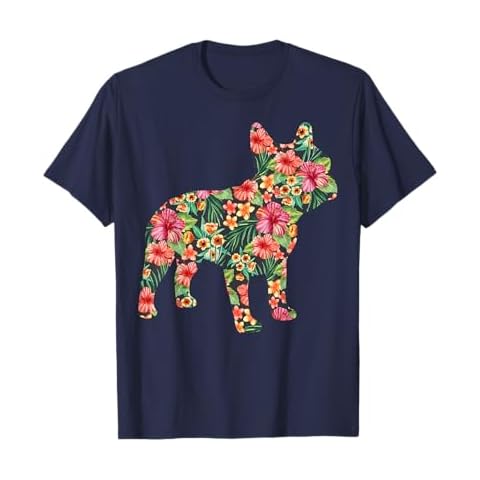 French Bulldog Flower Floral Frenchie Dog Silhouette Dog Pet T-Shirt Cover