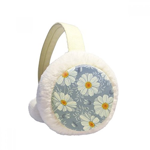 Orejeras de invierno para paseos al aire libre con felpa suave de flor blanca