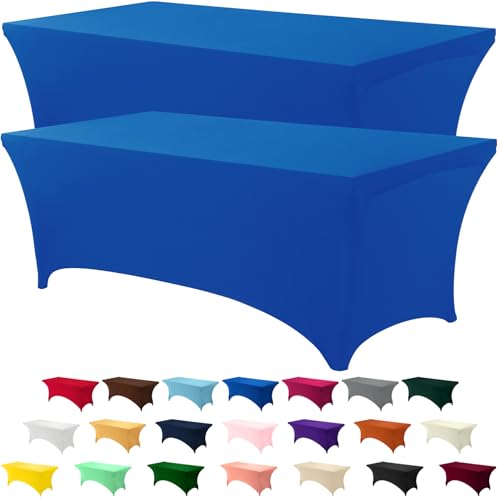 Utopia Kitchen Spandex Table Cloth 2 Pack [6FT, 72Lx30Wx30H in, Royal Blue]