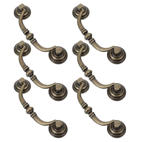 AMUSLESUR Tiradores para Armarios y Cajones Vintage 6 Unidades de Metal Orificio de 9,6 CM, Tiradores Rústicos para Muebles de Dormitorio y Baño Diseño Ergonómico