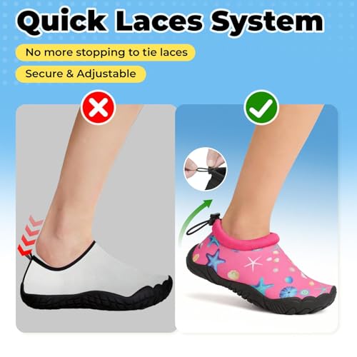 Image of Mishansha Kids Water Shoes Quick-Dry Wide Toe Box Non-Slip Barefoot Shoes Beach Pool Swim Shoes