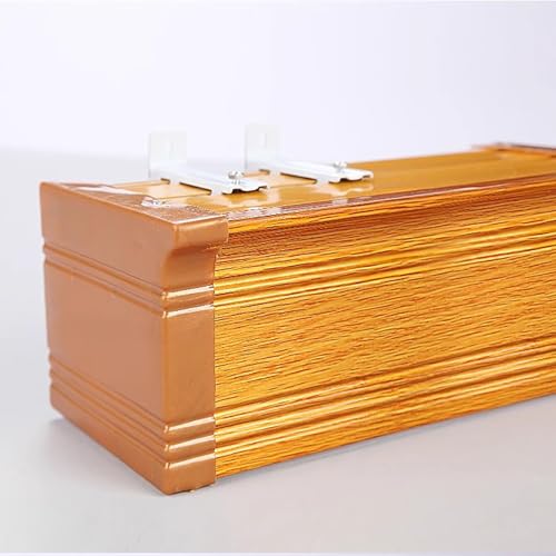 Kunovo Curtain Pelmet Gold Wood Grain Curtain Cassette Box Aluminum, Curtain Pelmet Baffle Double Rail Integrated, Splicable Curtain Box Valance Window Cornice(Wall Mount,7m/23ft)