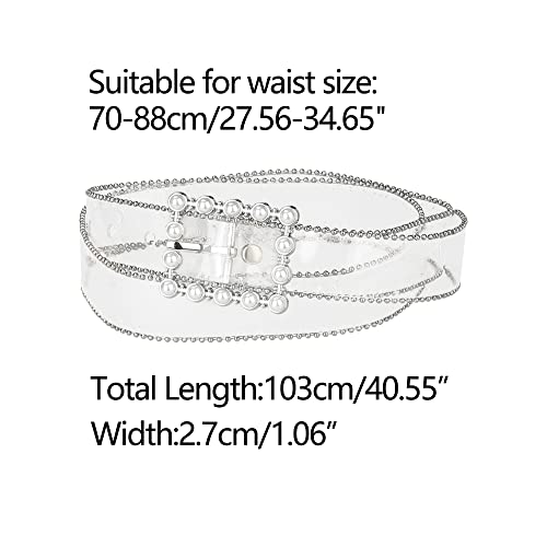 Allegra K Ladies Clear Waist Belts for Jeans Trousers Transparent Belts Rectangle Buckle3