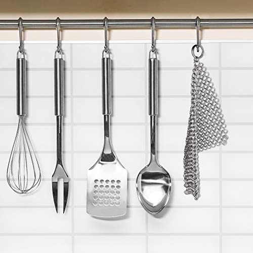 Candure Cast Iron Cleaner Stainless Steel Scourer 7x7 Inch Chainmail Scrubber for All Types of Skillet Griddles, Cast Iron Pans, Grills & Dutch Ovens